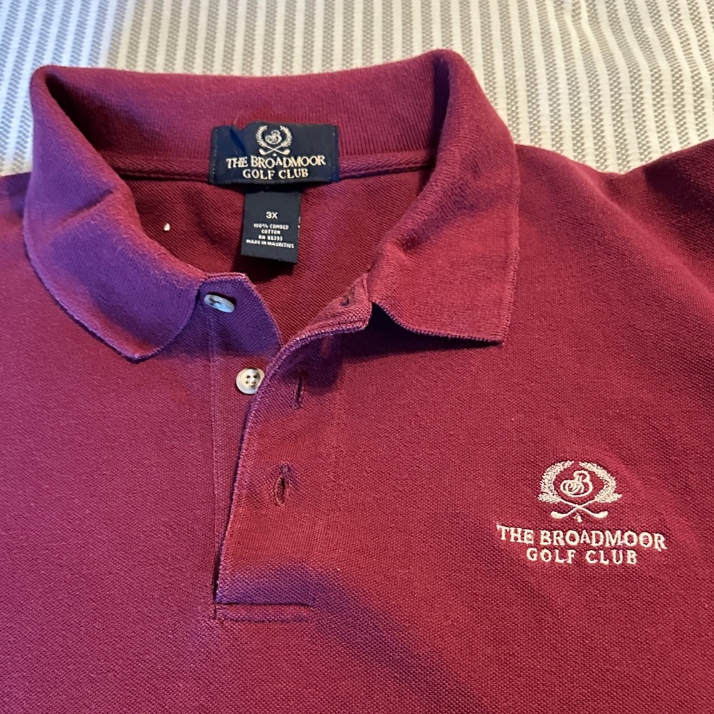 Mens Maroon Broadmoor Golf Colorado Springs Short Sleeve Polo Shirt 3X XXXL